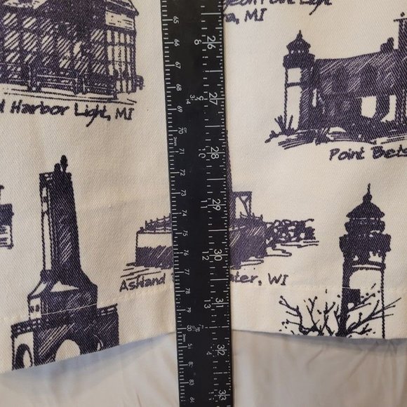 Vintage 80s Michigan Rag Co Lighthouse Print Hooded Jacket Snap Front Size L - Picture 10 of 12